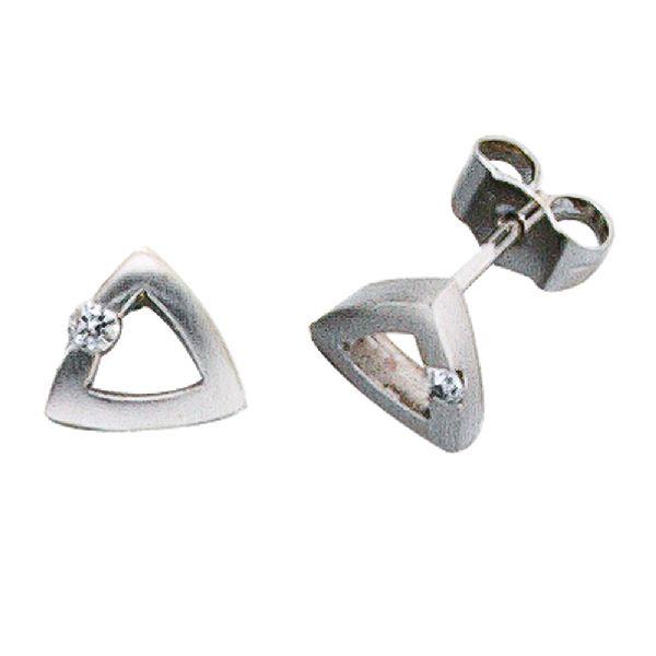 Ohrstecker dreieckig 950 Platin mattiert 2 Diamanten Brillanten Ohrringe CJ