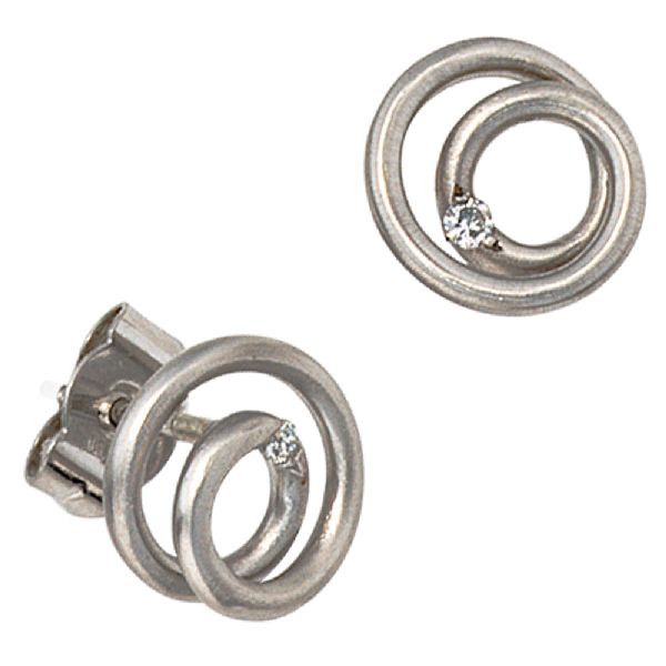 Ohrstecker 950 Platin matt 2 Diamanten Brillanten Ohrringe Platinohrringe CJ
