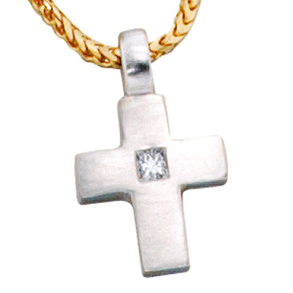 Anhänger Kreuz 950 Platin 1 Diamant 0,06ct. Kreuzanhänger Platinkreuz CJ