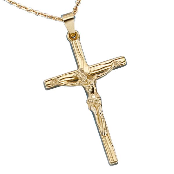 Anhänger Kreuz 585 Gold Gelbgold Kreuzanhänger Goldkreuz mit Jesus CJ