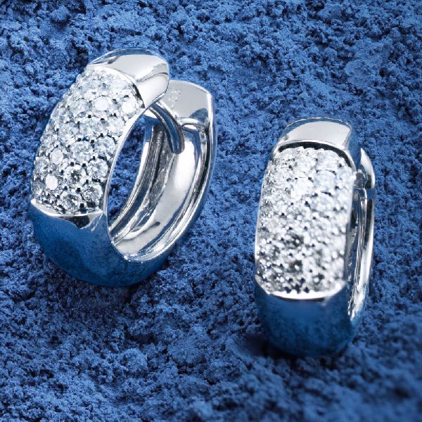 Creolen rund 585 Gold Weißgold 54 Diamanten Brillanten Ohrringe Weißgoldcreolen CJ