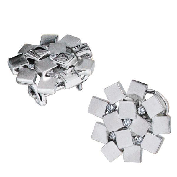 Ohrstecker 925 Sterling Silber rhodiniert mattiert 10 Zirkonia Ohrringe CJ