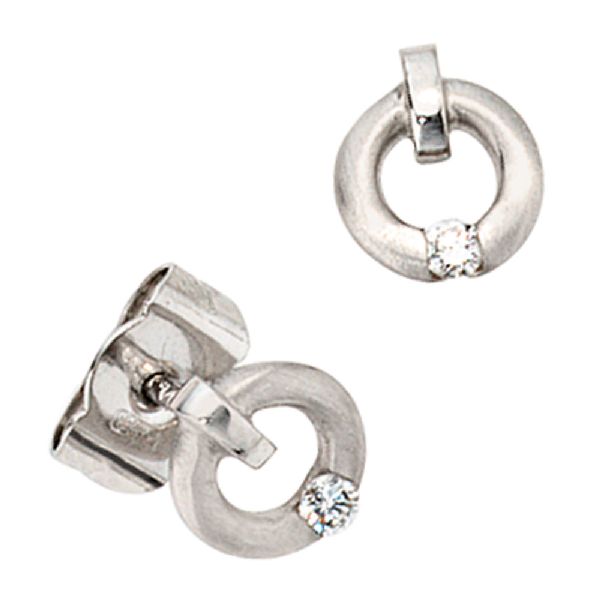 Ohrstecker 950 Platin mattiert 2 Diamanten Brillanten 0,03ct. Ohrringe CJ