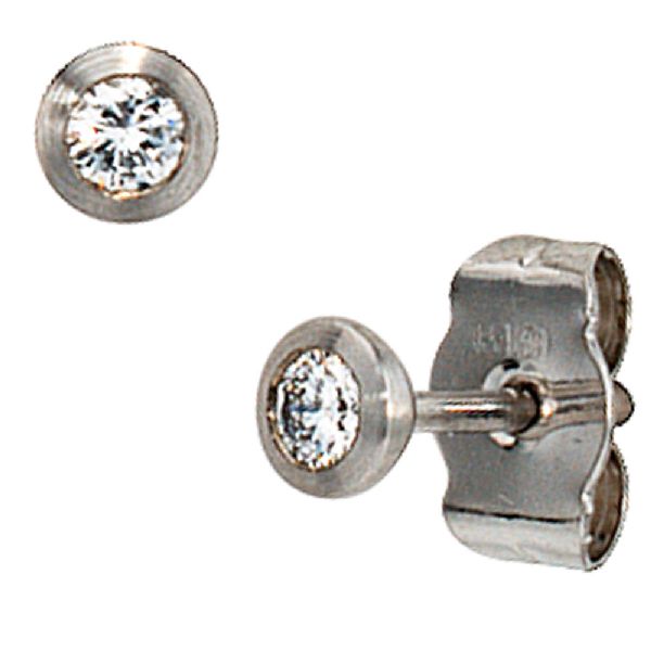 Ohrstecker rund 950 Platin matt 2 Diamanten Brillanten Ohrringe Platinohrringe CJ