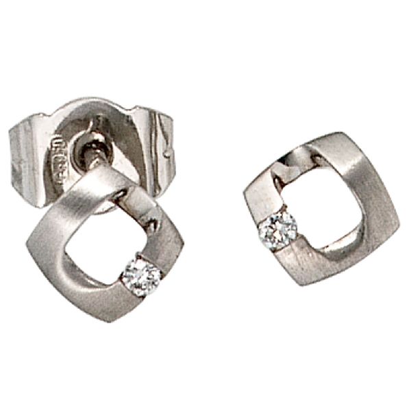 Ohrstecker 950 Platin matt 2 Diamanten Brillanten Ohrringe Platinohrringe CJ
