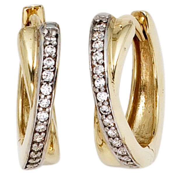 Creolen 333 Gold Gelbgold bicolor 28 Zirkonia Ohrringe Goldohrringe Goldcreolen CJ