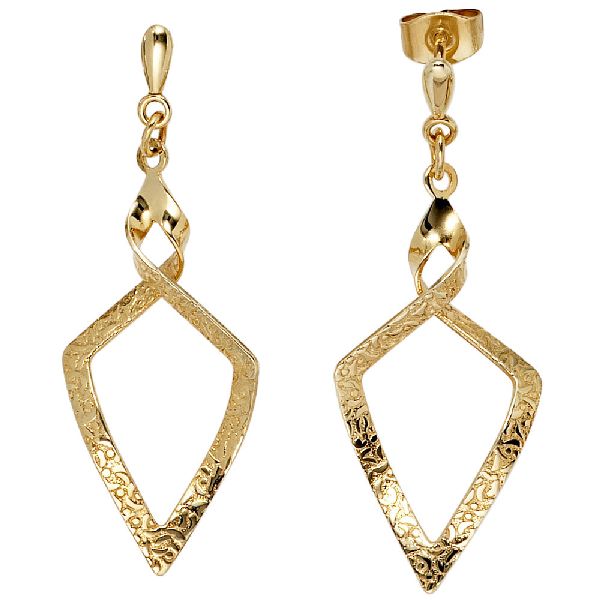 Ohrhänger eckig spitz 375 Gold Gelbgold Ohrringe Ohrstecker CJ