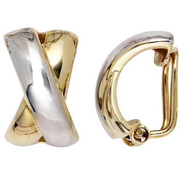 Ohrclips 333 Gold Gelbgold bicolor Ohrringe Clips Goldohrclips CJ