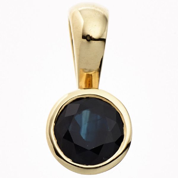 Anhänger rund 333 Gold Gelbgold 1 blauer Safir Goldanhänger CJ