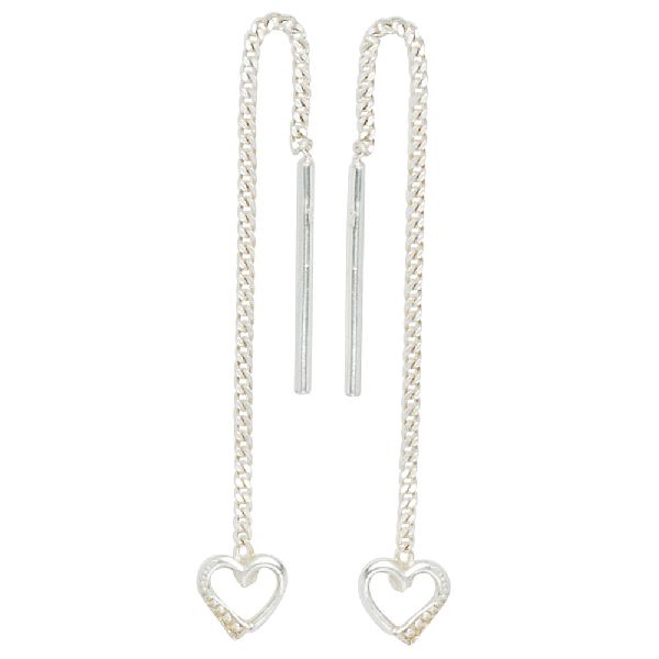 Durchzieh-Ohrhänger Herz 925 Sterling Silber Ohrringe zum Durchziehen CJ
