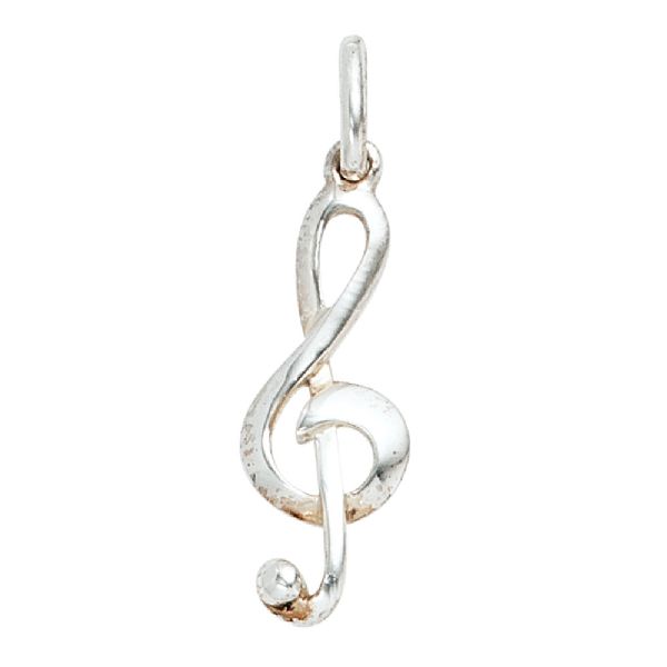 Anhänger Notenschlüssel Musik 925 Sterling Silber rhodiniert CJ