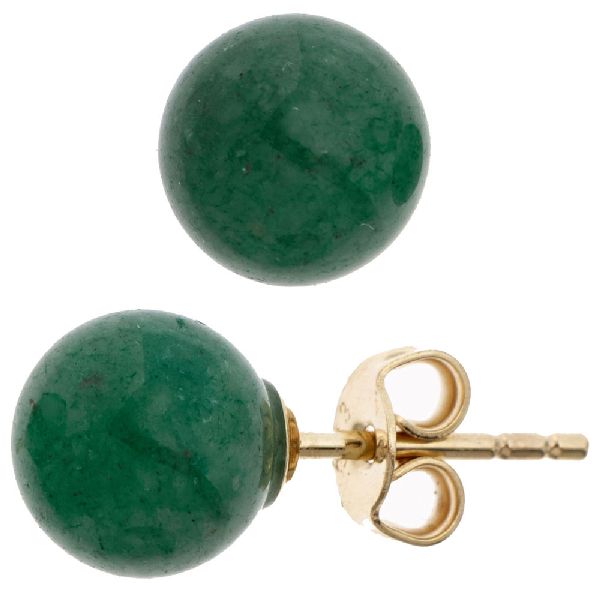 Ohrstecker Kugel 333 Gold Gelbgold 2 Aventurine grün Ohrringe Goldohrstecker CJ