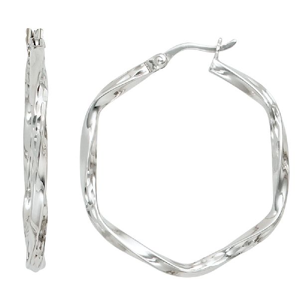 Creolen eckig sechseckig 925 Silber diamantiert Ohrringe Silbercreolen CJ