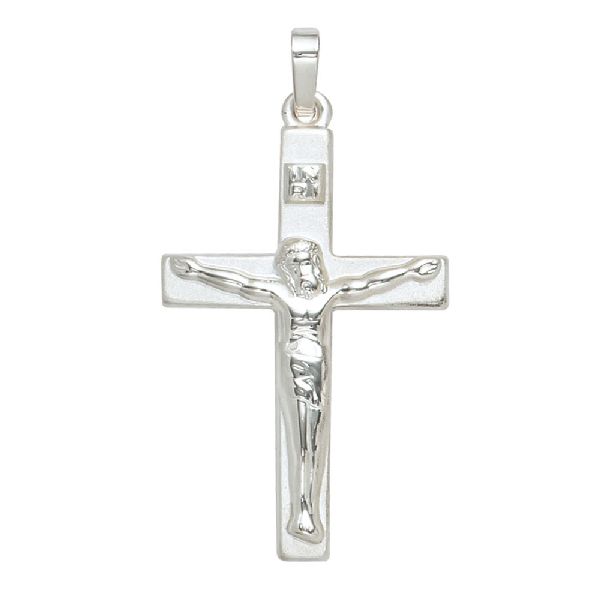 Anhänger Kreuz 925 Sterling Silber mattiert Kreuzanhänger Silberkreuz CJ