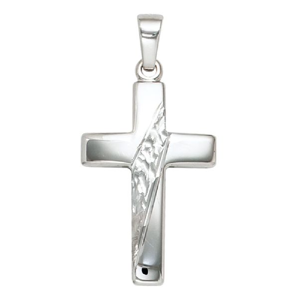 Anhänger Kreuz 925 Sterling Silber massiv gehämmert Kreuzanhänger Silberkreuz CJ