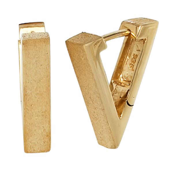 Creolen eckig dreieckig spitz 925 Silber gold vergoldet eismatt Ohrringe CJ