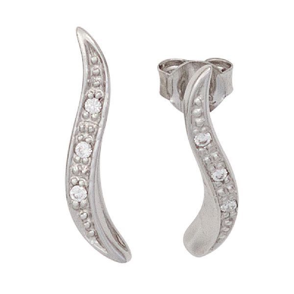 Ohrstecker 925 Sterling Silber rhodiniert 6 Zirkonia Ohrringe Silberohrstecker CJ