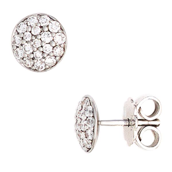 Ohrstecker rund 585 Gold Weißgold 36 Diamanten Brillanten 0,40ct. Ohrringe CJ