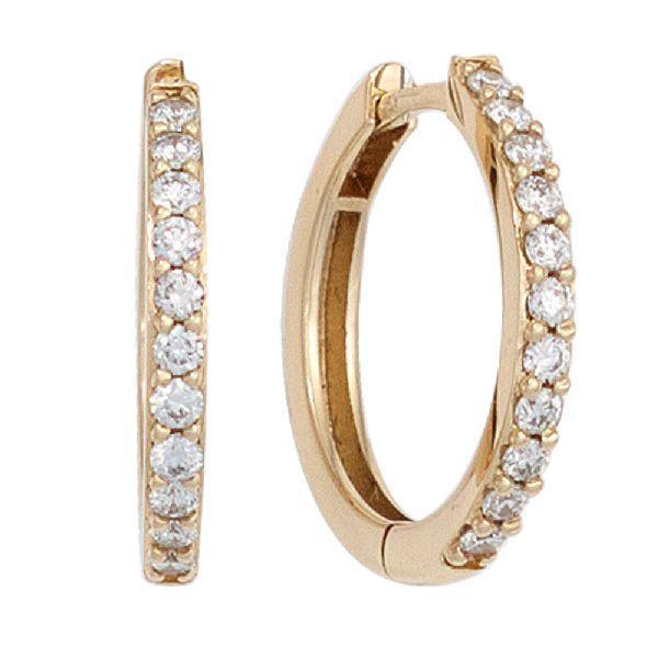 Creolen 585 Gold Gelbgold 22 Diamanten Brillanten Ohrringe Diamantcreolen CJ