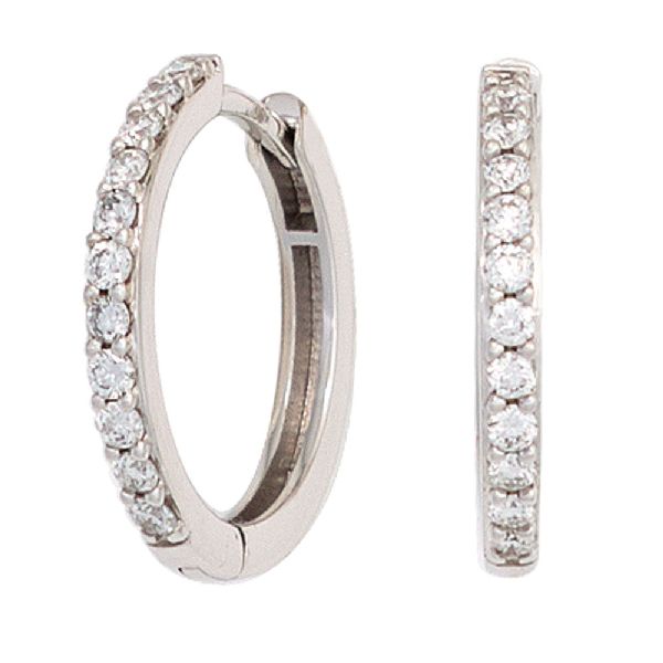 Creolen 585 Gold Weißgold 22 Diamanten Brillanten Ohrringe Diamantcreolen CJ