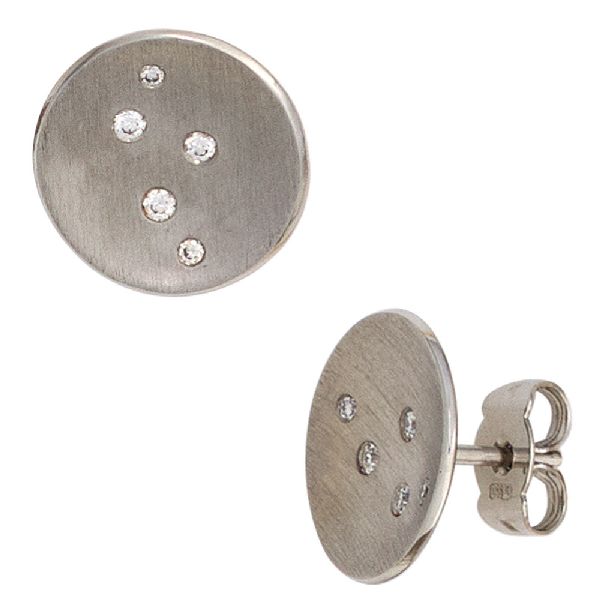 Ohrstecker rund 950 Platin matt 10 Diamanten Brillanten Ohrringe Platinohrringe CJ