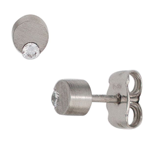 Ohrstecker 950 Platin matt 2 Diamanten Brillanten Ohrringe Platinohrringe CJ