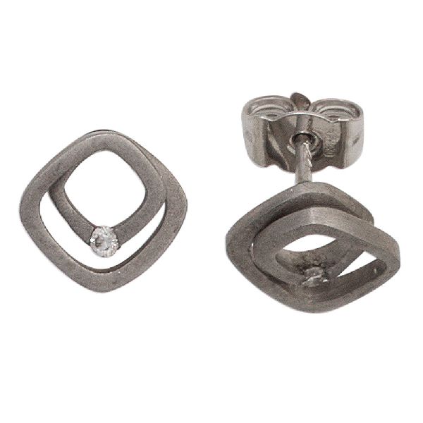 Ohrstecker 950 Platin matt 2 Diamanten Brillanten Ohrringe Platinohrringe CJ