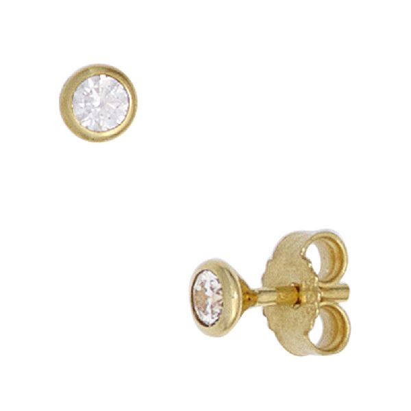 Ohrstecker rund 333 Gold Gelbgold 2 Zirkonia Ohrringe Goldohrstecker CJ