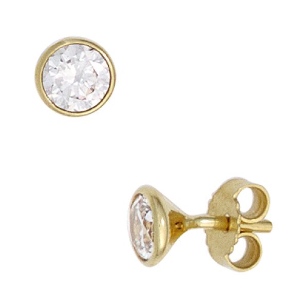 Ohrstecker rund 333 Gold Gelbgold 2 Zirkonia Ohrringe Goldohrstecker CJ