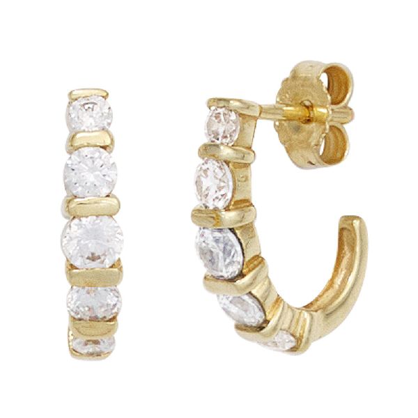 Halbcreolen 333 Gold Gelbgold 10 Zirkonia Ohrringe Creolen Goldohrringe CJ