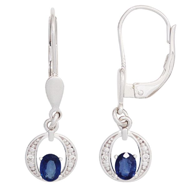 Boutons 585 Gold Weißgold 2 Safire blau 4 Diamanten Ohrringe Ohrhänger CJ