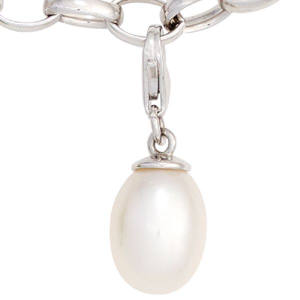 Einhänger Charm 925 Sterling Silber rhodiniert 1 Süßwasser Perle CJ