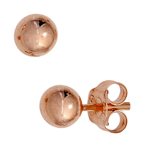 Ohrstecker Kugel 925 Sterling Silber rotgold vergoldet Ohrringe Kugelohrstecker CJ