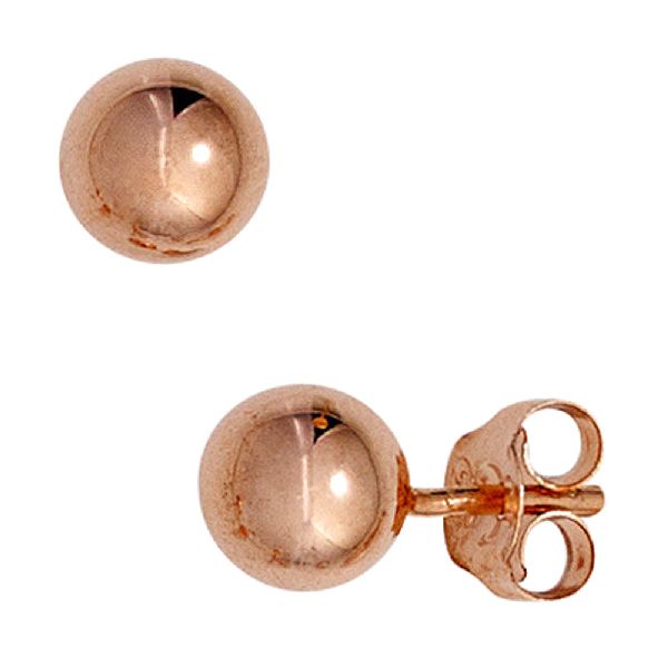 Ohrstecker Kugel 925 Sterling Silber rotgold vergoldet Ohrringe Kugelohrstecker CJ