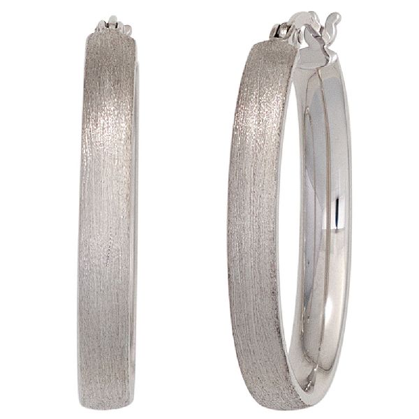 Creolen oval 925 Sterling Silber mattiert Ohrringe Silberohrringe Silbercreolen CJ