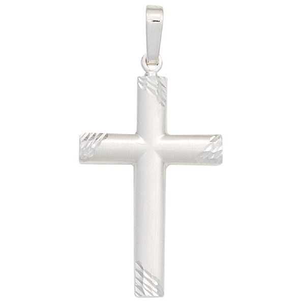 Anhänger Kreuz 925 Sterling Silber mattiert Kreuzanhänger Silberkreuz CJ