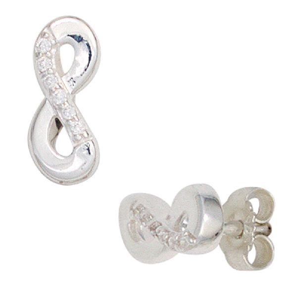 Ohrstecker Unendlichkeit 925 Sterling Silber rhodiniert mit Zirkonia Ohrringe CJ