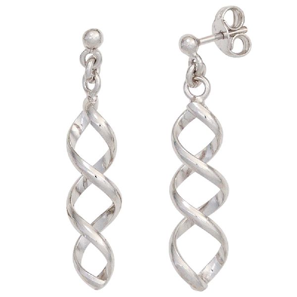 Ohrhänger Spirale 925 Sterling Silber rhodiniert Ohrringe Ohrstecker CJ
