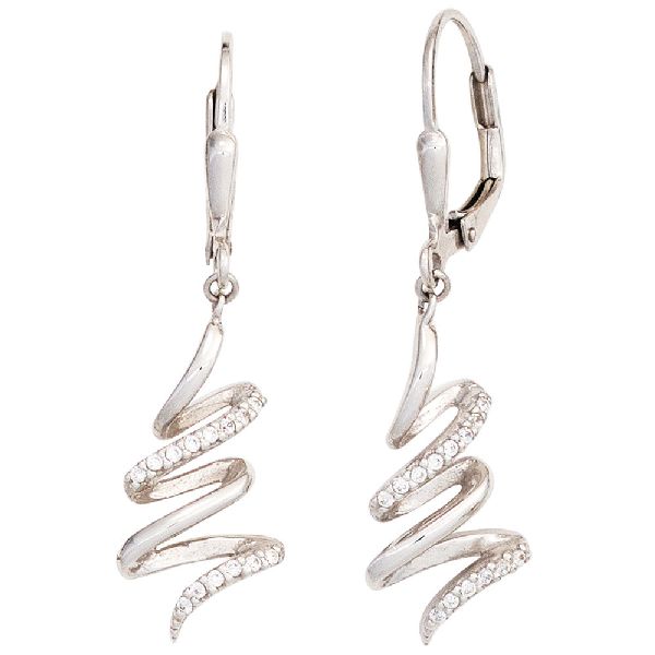Boutons 925 Sterling Silber mit Zirkonia Ohrringe Ohrhänger Silberohrringe CJ