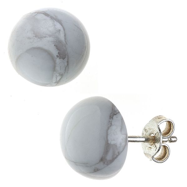 Ohrstecker rund 925 Sterling Silber 2 Howlithe Ohrringe CJ