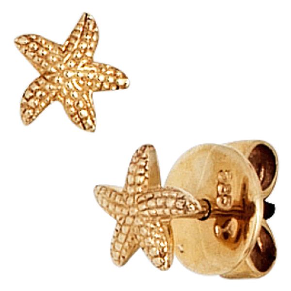 Ohrstecker Seestern 585 Gold Gelbgold Ohrringe Goldohrringe Goldohrstecker CJ