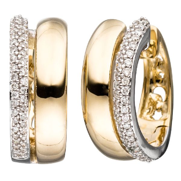 Creolen 585 Gold Gelbgold bicolor 86 Diamanten Brillanten Ohrringe CJ