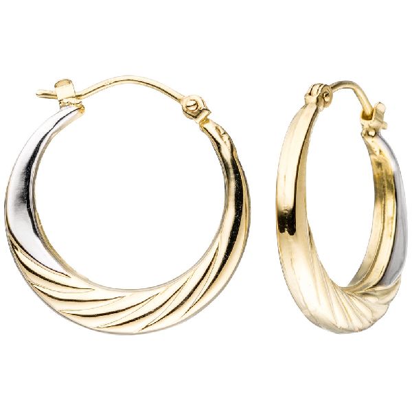 Creolen rund 333 Gold Gelbgold bicolor Ohrringe Goldohrringe Goldcreolen CJ