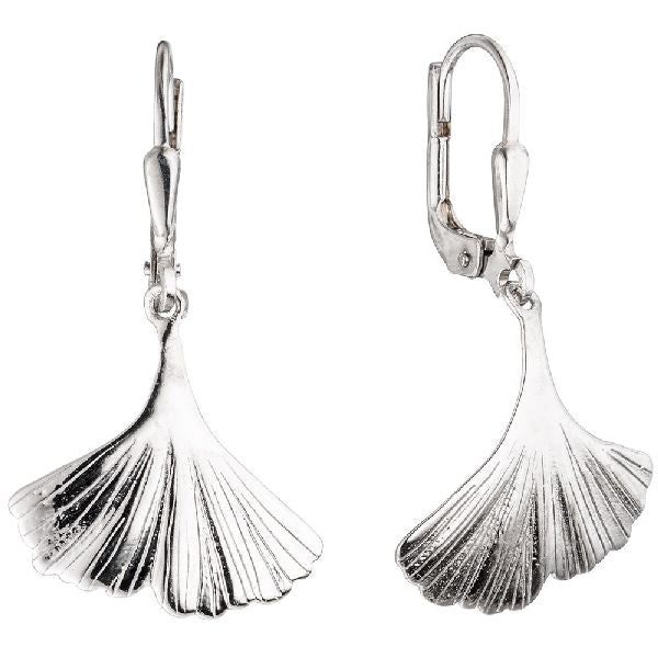 Boutons Ginko Ginkgo 925 Sterling Silber rhodiniert Ohrringe Ohrhänger CJ