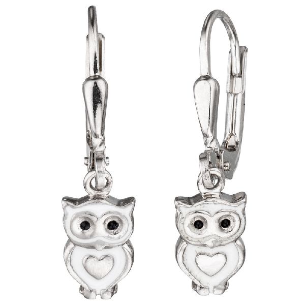 Kinder-Ohrhänger Eule 925 Sterling Silber rhodiniert CJ