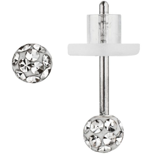 Ohrstecker Kugel Edelstahl mit Kristallsteinen Ohrringe Kugelohrstecker CJ