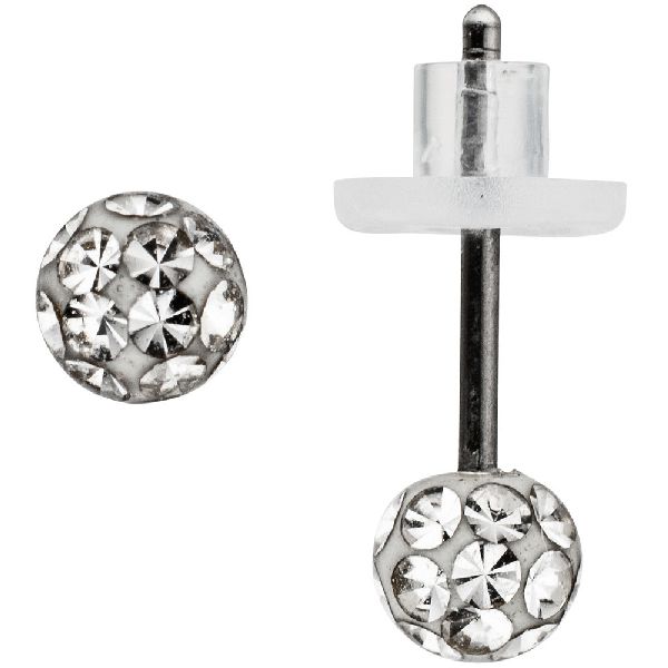 Ohrstecker Kugel Edelstahl mit Kristallsteinen Ohrringe Kugelohrstecker CJ