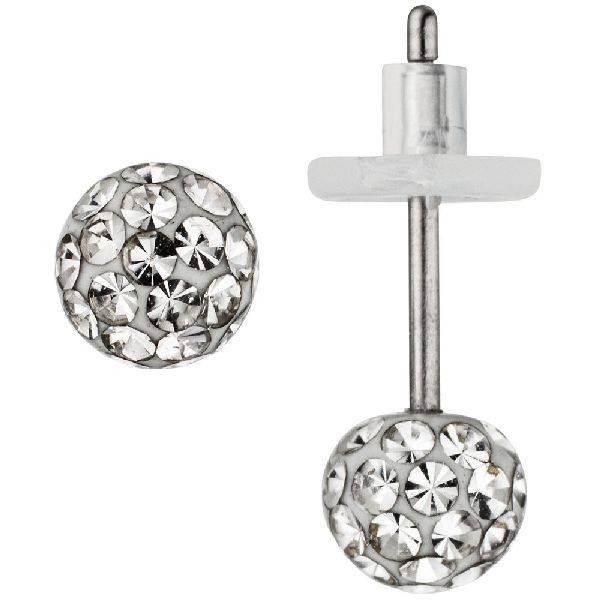 Ohrstecker Kugel Edelstahl mit Kristallsteinen Ohrringe Kugelohrstecker CJ