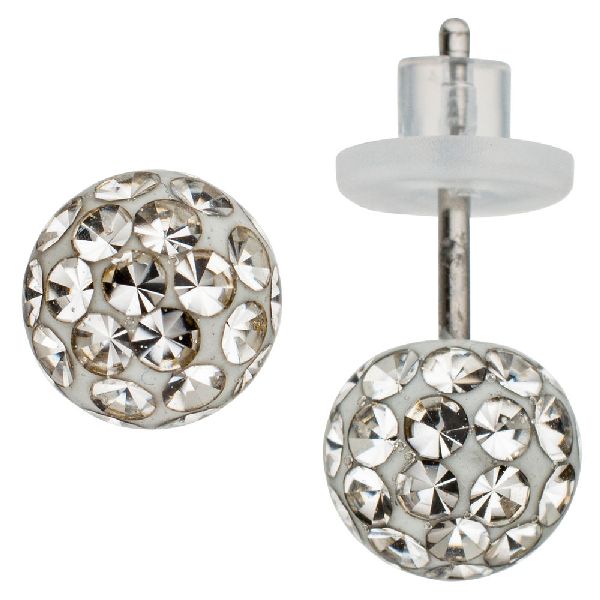 Ohrstecker Kugel Edelstahl mit Kristallsteinen Ohrringe Kugelohrstecker CJ