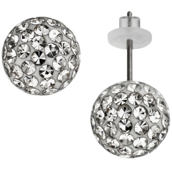 Ohrstecker Kugel Edelstahl mit Kristallsteinen Ohrringe Kugelohrstecker CJ